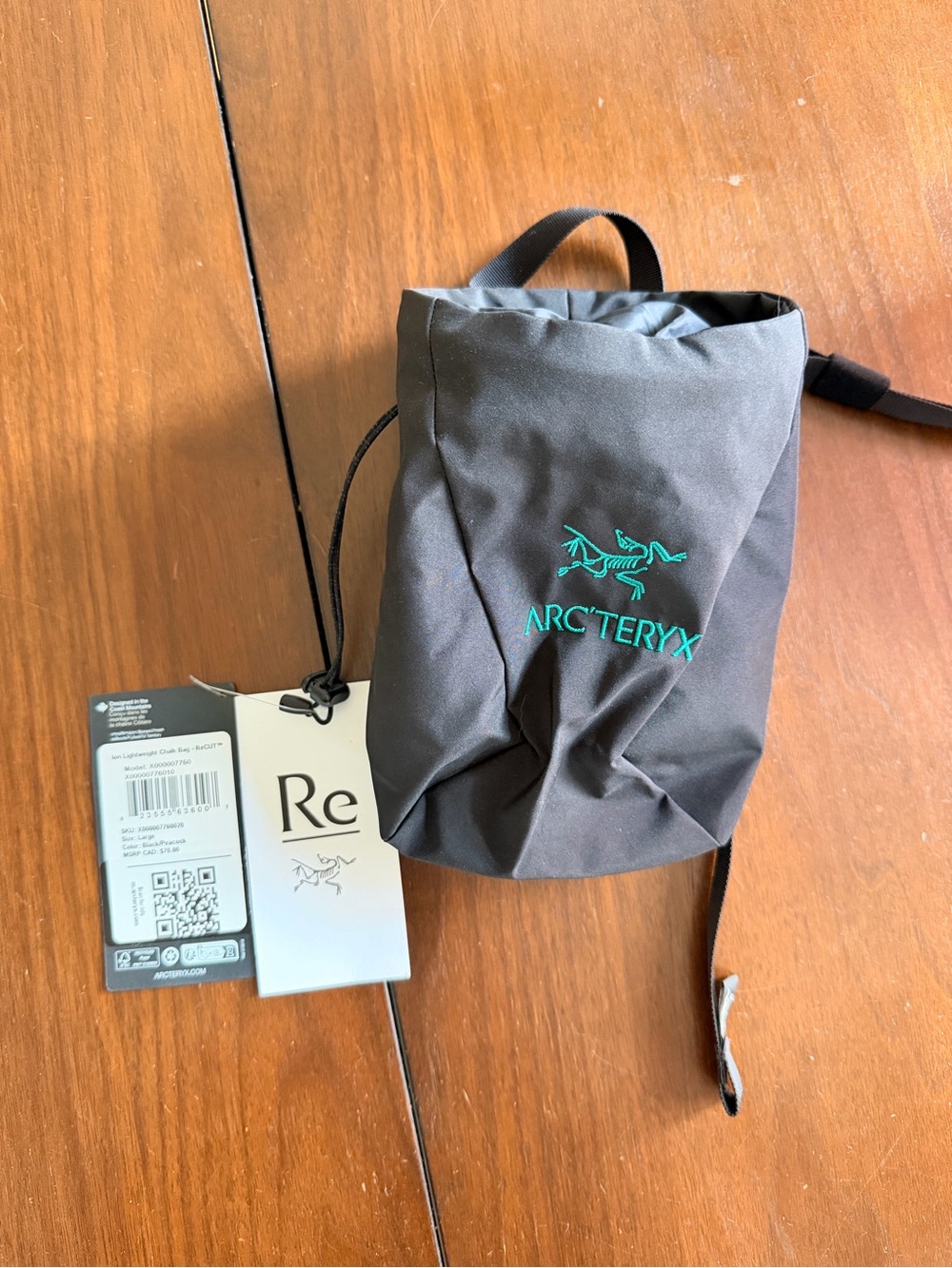 Arc'teryx Black Chalk Bag with Teal Logo